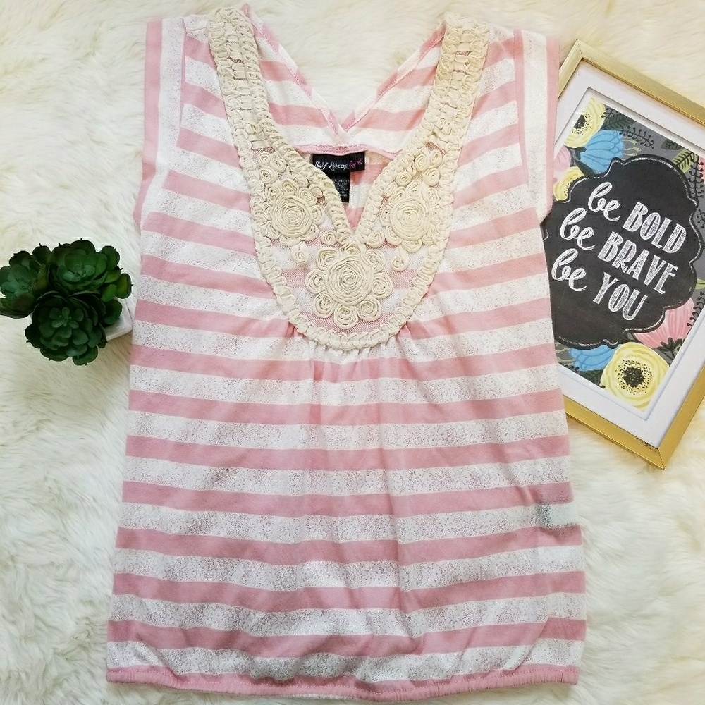 girly pink striped top xsmall